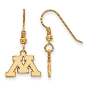 Black Bow Jewelry 14k Yellow Gold Plated Sterling Silver Minnesota Golden Gophers NCAA Dangle Earrings - 1 of 3