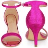 Perphy Women's Glitter Open Toe Ankle Buckle Strap Stiletto Heel Sandals - 2 of 4