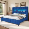 Bed Frame with LED Lights, Upholstered Platform Bed Frame with 51.2" Storage Headboard - 2 of 4