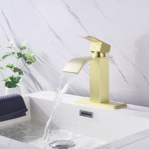 PAGED Waterfall Bathroom Faucet, Single Handle Bathroom Sink Faucet with Anti-Rust Surface Treatment - 1 of 4