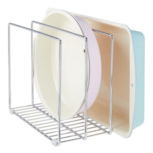 mDesign Steel Storage Tray Organizer Rack for Kitchen Cabinet - Chrome