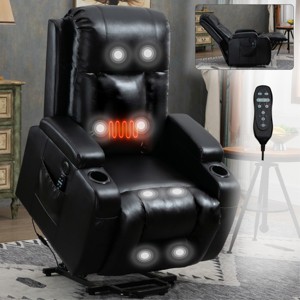 Infinite Position Power Lift Recliner Chair with Massage Heat & USB Cup Holders, PU Leather Heavy Duty Recliner for Elderly-3irtyhousy - 1 of 4