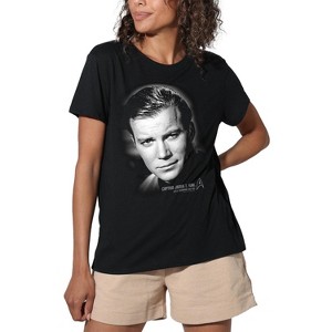 Women's Star Trek Captain Kirk Portrait Loose T-Shirt Black - 1 of 4
