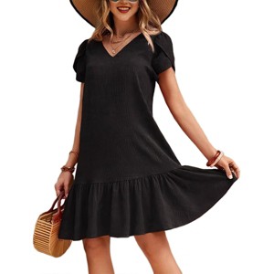 Summer Dresses for Women Cute Cap Sleeve v-Neck Flowy Swing Sundress Mini  Dress : Target