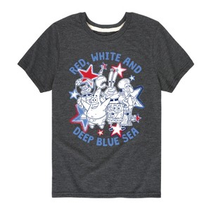 Boys' - SpongeBob SquarePants - Red, White and Deep Blue Sea Short Sleeve Graphic T-Shirt - 1 of 4
