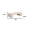 HomeRoots 48" Natural Genuine Marble and Solid Wood Distressed Coffee Table - 3 of 4