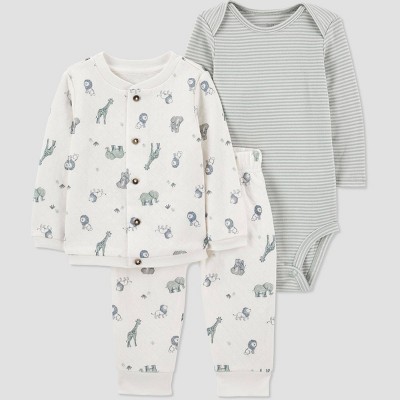 Image of Baby Quilted Safari Top & Bottom Set - Just One You® made by carter's Green/White 9M