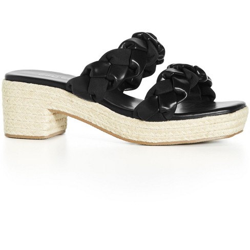 Women's Wide Fit Roxy Flatform Heel - black | CITY CHIC - image 1 of 4