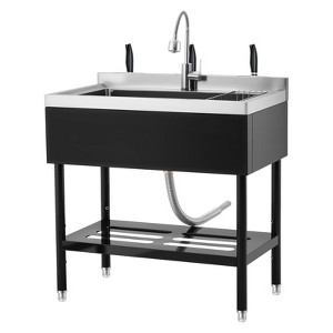 Stainless Steel Utility Sink with Faucet - Durable 201 Stainless Steel Frame with Bowl, 360° Whirl Faucet with Hot & Cold Water - 1 of 4