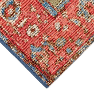 Liora Manne Red and Blue Synthetic Flat Woven Area Rug