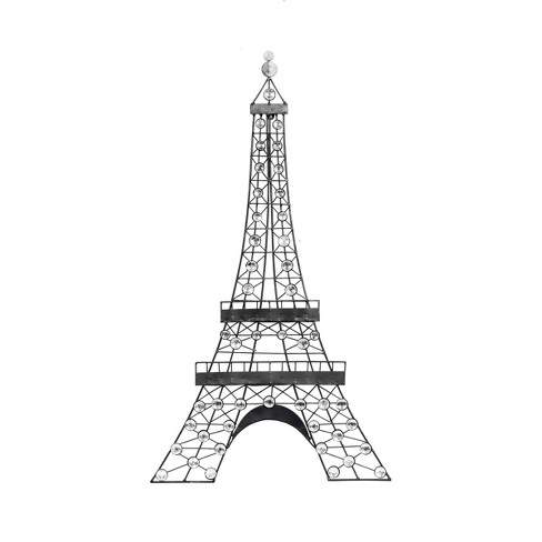 Metal Eiffel Tower 3d Wire Wall Decor With Crystal Embellishments Black ...