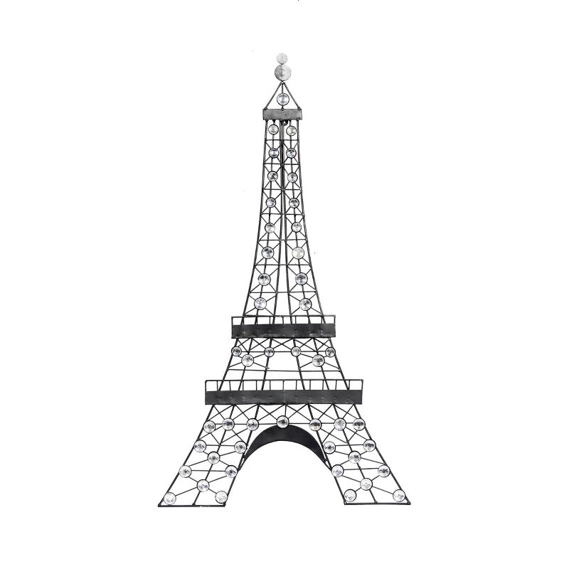Metal Eiffel Tower 3D Wire Wall Decor with Crystal Embellishments Black - Olivia &#38; May, 1 of 6