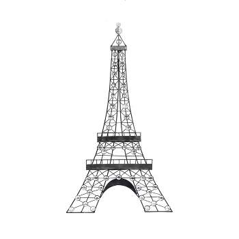 Metal Eiffel Tower 3D Wire Wall Decor with Crystal Embellishments Black - Olivia & May