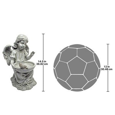 Gray Resin Angel Garden Statue with Bird Bath