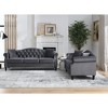 3-Seater + 2-Seater Velvet Chesterfield Tufted Sofa Set with Nailhead Trim and 4 Pillows for Living Room, Bedroom - 2 of 4