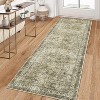Acekool Vintage Runner Rug - 2x8 Non-Slip Washable Carpet in Brown & Green - 2 of 4