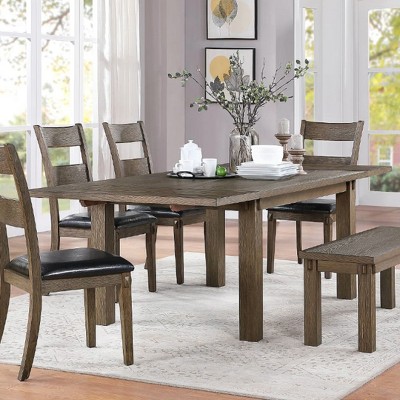 Elegant Transitional Dark Oak Extendable Dining Table