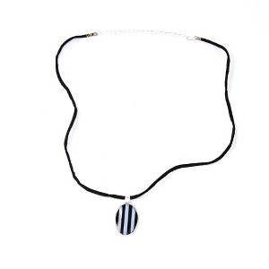 Slickblue Handcrafted Mother-of-Pearl Oval Pendant Necklace – 1.75-Inch Pendant on 24-Inch Leather with Alpaca Silver - 1 of 3