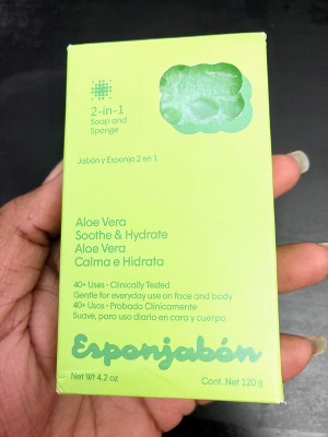Esponjabon Aloe Vera Soap Sponge  Soothe & Hydrate 2-in-1 Soap Sponge -  4.2oz : Target