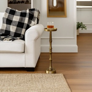 Royal Hampton 26 Inch Drink Side Table with Round Top and Turned Pedestal Metal Base - 1 of 4