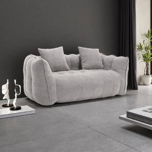 Chenille 2-Seater Beanbag Chair with Soft Foam Core - 1 of 4