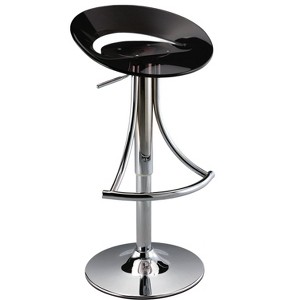 HomeRoots Black and Silver Metal and Heavy Duty Plastic Low Back Adjustable Height Bar Chair - 1 of 4