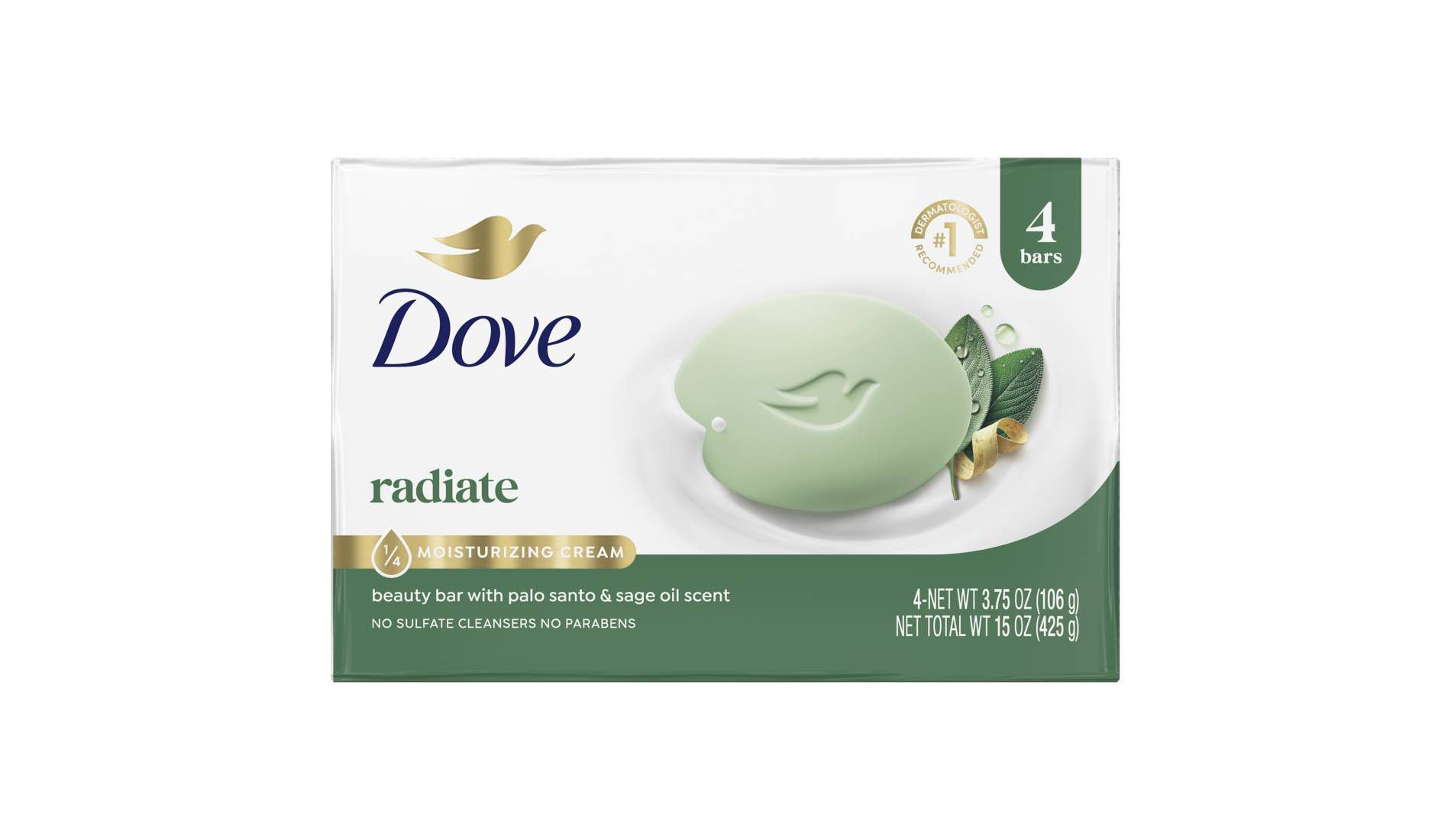 Dove Beauty Bar Soap - Palo Santo + Sage Oil - 3.75oz/4pk: Moisturizing, Nourishing, Paraben-Free, Recommended for Normal to Dry Skin