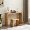 Anybear Natural Pine Dining Bench and Table Set with Small Tempered Glass Top Indoor Furniture Set - 3 of 4