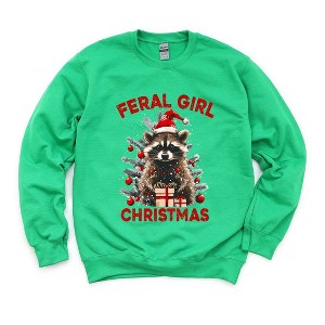 Simply Sage Market Women's Graphic Sweatshirt Feral Girl Christmas - 1 of 4
