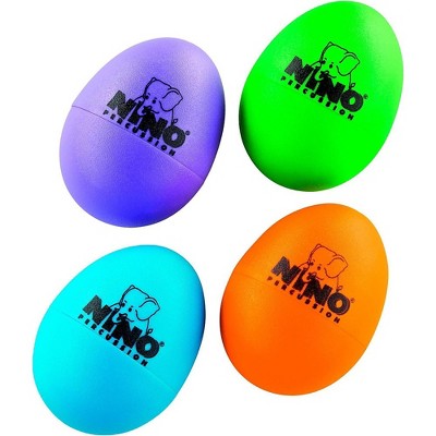 Nino Plastic Egg Shaker 4 Piece Assortment Aubergine/Grass Green/Orange/Sky Blue