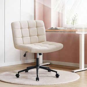 NicBex 25"Wide Cross Legged Chair Linen Home Office Chair with Wheels&Adjustable Height,360° Swivel Chair for Home,Office,Vanity,Makeup&Study - 1 of 4