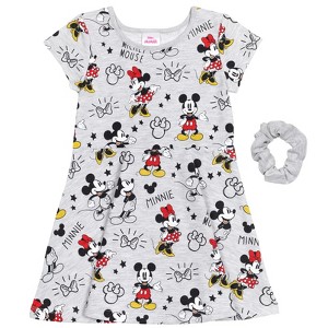 Disney Princess Frozen Minnie Mouse Moana Mulan The Little Mermaid Cinderella Skater Dress  Scrunchie Toddler to Big Kid - 1 of 4