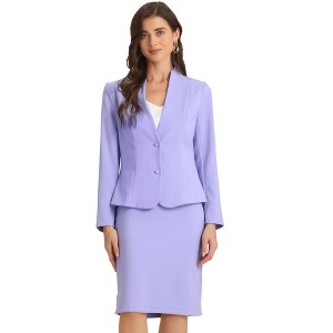 INSPIRE CHIC Women's Collarless Blazer and Formal Pencil Skirt Business Suit Set 2 Pcs - 1 of 4