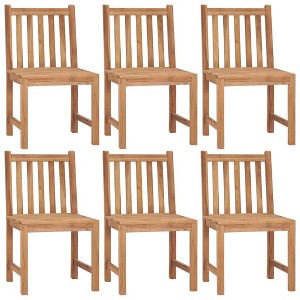 vidaXL 6-Piece Teak Wood Patio Chairs with Gray Cushions — Solid, Durable, Outdoor/Indoor Seating, Fine Sanded Finish, Assembly Required - 1 of 4