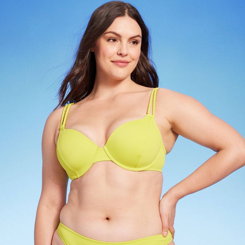 Women's Lightly Lined Twisted Strap Bikini Top - Shade & Shore™ Neon Yellow, 5 of 9