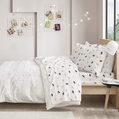 4 Pcs Ultra-Soft Novelty Printed Cotton Flannel Bedding Set, Premium Cozy Sheet Set for All Seasons, Queen / King Fitted Sheet, Flat Sheet