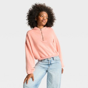 Women's Quarter Zip Hoodie Sweatshirt - Wild Fable™ - 1 of 3