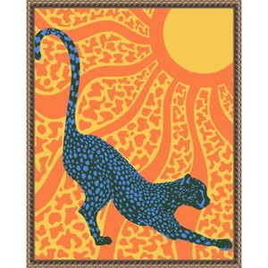 Amanti Art Sunny Stripes Cheetah Stretch by Kintsugi99  Framed Canvas Wall Art - 1 of 4