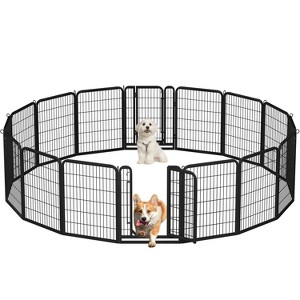 Yaheetech 16 Panels Dog Playpen Panels Metal Pet Exercise Barrier Outdoor Indoor, Black - 1 of 4
