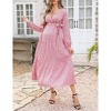 Maternity Dress Women's V-Neck Puff Sleeve Pleated Maternity Maxi Dress for Baby Shower or Casual Wear  lightgreenflower XL - 4 of 4