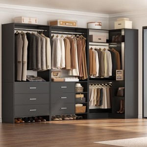 Aheaplus Set of 3 Freestanding Corner Closet System, Space-saving Closet Organizer  with Drawers and Hanging Rods - 1 of 4