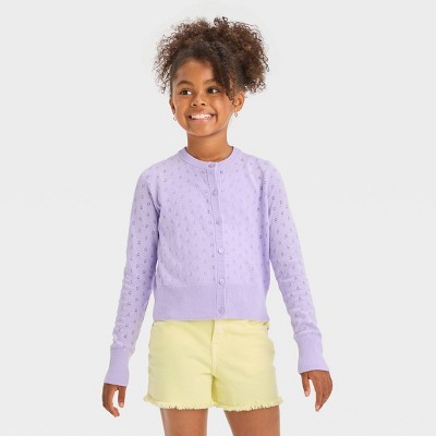 Girls' Cardigan Sweater - Cat & Jack™ Heather Gray L : Target
