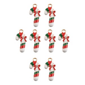 John Bead 8pcs Sweet & Petite 22x11mm Candy Cane Small Christmas Holiday Charms - 1 of 4