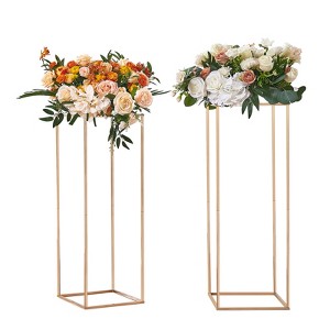 VEVOR 2PCS 31.5inch High Wedding Flower Stand, With Acrylic Laminate,Metal Vase Column Geometric Centerpiece Stands,Gold Rectangular Floral Display - 1 of 4