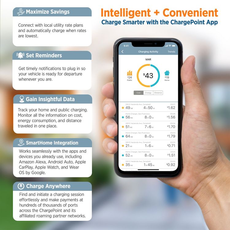 ChargePoint Home Flex Level 2 EV Charger, Outlet 240V EV Charge Station, Electric Vehicle Charging Equipment Compatible with All EV Models (2 Pack), 3 of 6