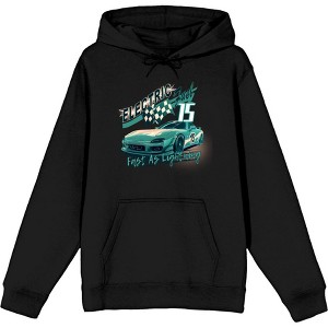Car Fanatic Electric Fast Teal Sports Car Adult Long Sleeve Hoodie - 1 of 2