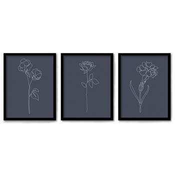 Americanflat Minimalist Botanical (Set Of 3) Triptych Wall Art Black Botanicals By Explicit Design - Set Of 3 Framed Prints