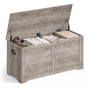 VASAGLE Storage Chest, Storage Trunk with 2 Safety Hinges, Storage Bench, Shoe Bench, Farmhouse Style, 15.7 x 39.4 x 18.1 Inches, Heather Greige - 1 of 4