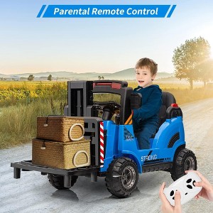 Kids Forklift, 12V Ride on Forklift Car with Liftable Fork and Pallet, High/Low Speed, Low-Power Alarm, Music, USB, Ride On Toys for Boys, Girls - 1 of 4