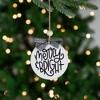 Northlight Wooden "Merry & Bright" Disc Christmas Ornament with Plaid Bow - 4" - Black and White - image 2 of 4